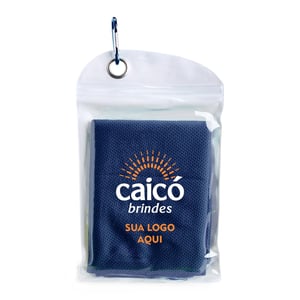 Toalha Esportiva Refrescante em Elastano com Embalagem de PVC e Mosquetão - 08226