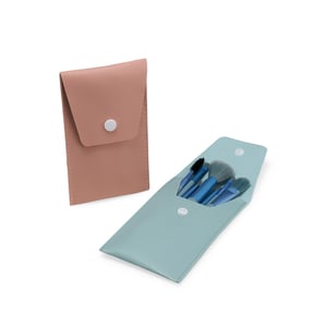 Kit Pincel 8 Peças com Estojo em Couro Sintético | Brinde de Beleza Elegante - 18876