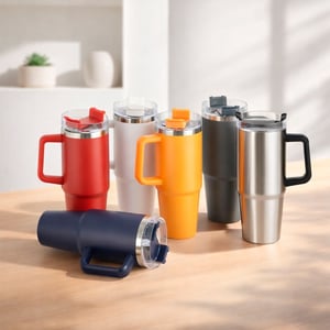 Caneca Térmica Inox 900ml com Canudo e Parede Dupla a Vácuo - 09195
