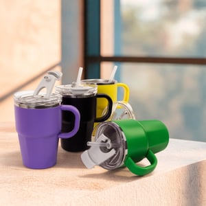 Caneca Térmica Hybrid Inox 550ml - Parede Dupla com Tampa e Canudo - 09227