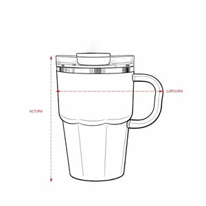 Caneca Térmica Hybrid Inox 550ml - Parede Dupla com Tampa e Canudo - 09227LF
