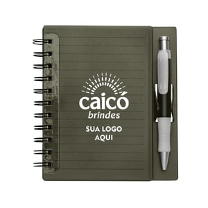 Caderno Plástico com Caneta e Suporte 70 Folhas Pautadas - 11193