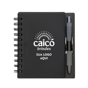 Caderno Plástico com Caneta e Suporte 70 Folhas Pautadas - 11193