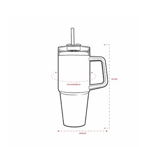 Caneca Térmica Inox 900ml com Canudo e Parede Dupla a Vácuo - 09195LF