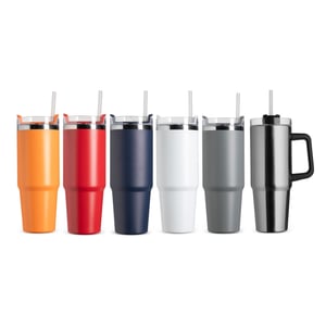 Caneca Térmica Inox 900ml com Canudo e Parede Dupla a Vácuo - 09195LF