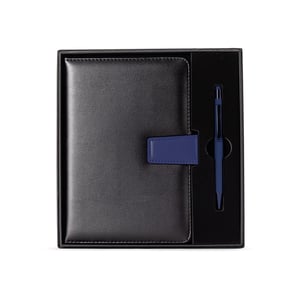 Kit Executivo Premium: Caderneta Couro Magnética e Caneta Touch - 19013