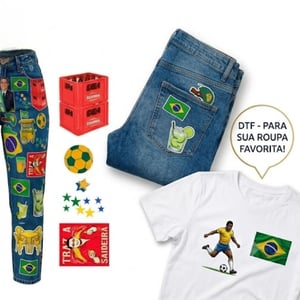 Figurinhas Aplique DTF Têxtil Tema Copa do Mundo (Kit a partir de 10 Unidades Sortidas) | Caicó Brindes