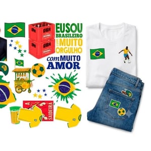 Figurinhas Aplique DTF Têxtil Tema Copa do Mundo (Kit a partir de 10 Unidades Sortidas) | Caicó Brindes