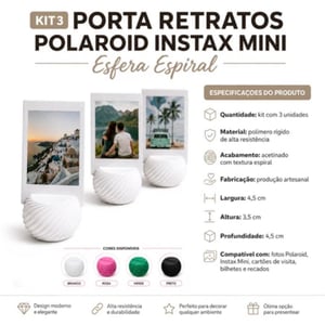 Kit 3 Porta Retratos Polaroid Instax Mini Esfera Espiral | Caicó Brindes - 31082602