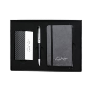 Kit Executivo 3 Peças com Caderneta, Porta-Cartão e Caneta | Brinde Personalizado - 10998  Kit Executivo 3 Peças Gravação a Laser   perfeito para ações corporativas, brindes de fidelização, premiações ou datas comemorativas