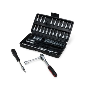 Kit Ferramenta 45 Peças com Maleta Resistente | Catraca, Soquetes e Acessórios - 18046  Kit Ferramenta 45 Peças Gravação a Laser   ideal para uso doméstico, profissional ou como brinde corporativo técnico.