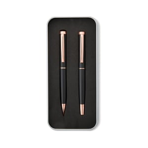 Kit Canetas Executivas com Estojo | Esfero e Roller de Metal Personalizadas - 08162  Kit Canetas Executivas com Estojo Gravação a Laser   Acompanha um estojo de metal revestido em espuma, que protege e exibe suas canetas com elegância