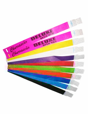Pulseiras Tyvek Personalizadas | Segurança e Controle para Eventos - 19012401 As pulseiras são feitas de Tyvek, um material sintético resistente e durável Pulseiras de Identificação Tyvek Área imprimível: 15mm x 140mm   Pulseiras Antialérgicas