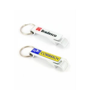 Chaveiro Abridor Personalizado em Alumínio | Brinde Criativo e Funcional - 09824CB Alumínio Chaveiro Abridor Personalizado em Alumínio digital com etiqueta resinada ou gravação a Laser   Modelo indicado para uso pessoal, distribuidores e ações de merchandising.