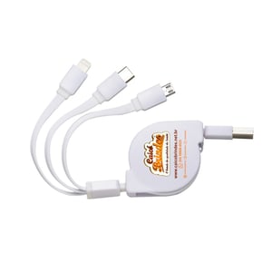 Cabo USB Retrátil 3 em 1 Personalizado - Versatilidade e Praticidade - 10338  Cabo USB Retrátil 3 em 1 Personalizado Área para gravação: 3,8 × 3,8 cm   O cabo retrátil é compacto e fácil de transportar, ocupando pouco espaço na sua bolsa ou mochila
