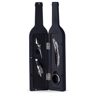 Kit Vinho Formato Garrafa 4 Peças — 12384  Kit Vinho Formato Garrafa 4 Peças Gravação a Laser   ideal para apreciadores de vinho, presentes e brindes corporativos.