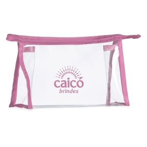 Nécessaire Plástica Transparente com Detalhe em Nylon Personalizada — 02092 plástico transparente + detalhe em nylon colorido Nécessaire Plástica Transparente com Detalhe em Nylon Personalizada Silk 1 cor   item funcional e elegante para organizar itens de higiene, maquiagem e acessórios durante viagens ou no dia a dia.