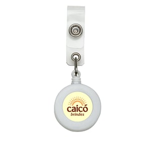 Porta Crachá Retrátil com Presilha e Extensor | Caicó Brindes - FY001 Plástico com presilha metálica e extensor de nylon Tamanho total: 4,3 cm x 3,1 cm    
