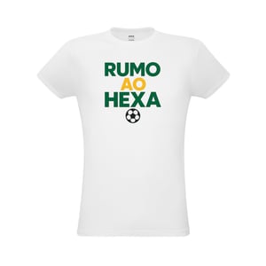 Camiseta Unissex em Malha em Poliéster Tema Copa do Mundo Personalizada - 30514COPA Malha em Poliéster 135 g/m² Unissex Personalização Digital Colorida  Com gola em ribana 1x1 com fita de reforço e com costura dupla nas mangas, barra de fundo e laterais. Camiseta para seu evento, sua empresa, comemoração ou para campanhas promocionais