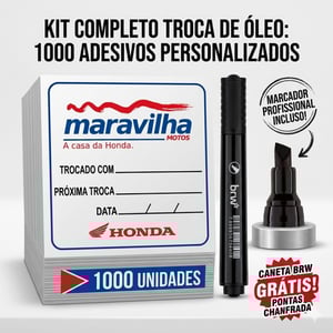 Adesivos Troca de Óleo 5x5cm Personalizados + Caneta Permanente de brinde - 23032610 Vinil 5x5cm Colorido: 4x0 (impressão 1 lado)   esses adesivos são ideais para serem colados em diversas superfícies, como carros, motos, ferramentas e muito mais