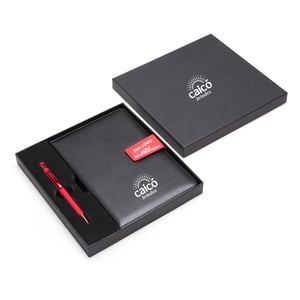 Kit Executivo Premium: Caderneta Couro Magnética e Caneta Touch - 19013