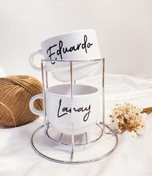 Torre com 2 Xícaras Personalizadas com Suporte