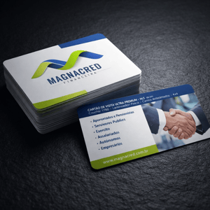 Cartão de Visita ULTRA PREMIUM Couchê 700g 9X5 cm 4x4 Laminação Fosca Cantos Arredondados 