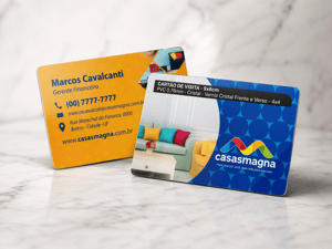 Cartão de Visita PVC PVC 0,76mm - Cristal 8,5x5,4 cm 4x4 Verniz Cristal Frente e Verso Cantos Arredondados 