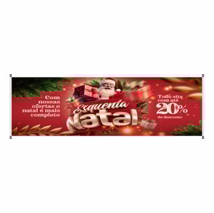 Faixa esquenta natal mod238 Lona 440gr  4x0 Fosco bastão e ilhos 
