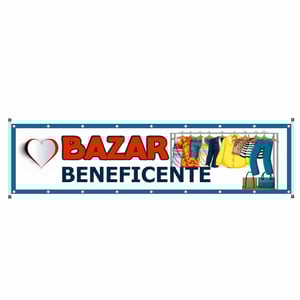 Faixa bazar beneficente mod254 Lona 440gr  4x0 Fosco bastão e ilhos 