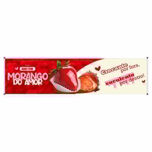 Faixa morango do amor mod256 Lona 440gr  4x0 Fosco bastão e ilhos 