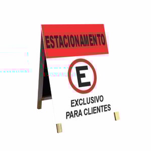 Cavalete estacionamento exclusivo para cliente mod24 Madeira 90x60 Frente e Verso Lona Dupla Face 