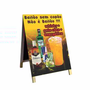 Cavalete bailão sem copão não é bailão mod39 Madeira 90x60 Frente e Verso Lona Dupla Face 