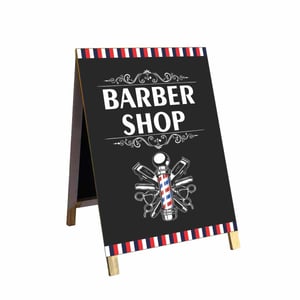Cavalete barber shop mod45 Madeira 90x60 Frente e Verso Lona Dupla Face 