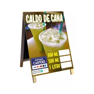 Cavalete caldo de cana mod16 Madeira 90x60 Frente e Verso Lona Dupla Face 