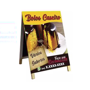 Cavalete bolos caseiro  mod10 Madeira 90x60 Frente e Verso Lona Dupla Face 