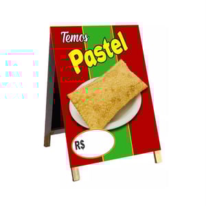 Cavalete pastel mod19 Madeira 90x60 Frente e Verso Lona Dupla Face 