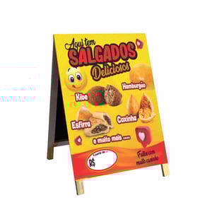 Cavalete salgados mod60 Madeira 90x60 Frente e Verso Lona Dupla Face 