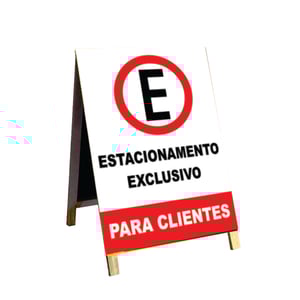Cavalete estacionamento exclusivo mod20 Madeira 90x60 Frente e Verso Lona Dupla Face 
