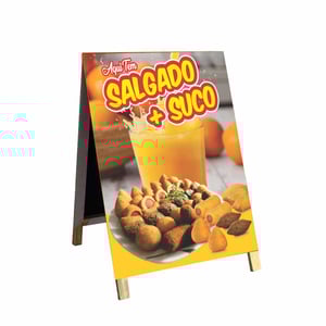 Cavalete salgado + suco mod57 Madeira 90x60 Frente e Verso Lona Dupla Face 