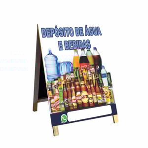 Cavalete deposito de agua e bebidas mod35 Madeira 90x60 Frente e Verso Lona Dupla Face 