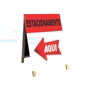 Cavalete estacionamento aqui  mod22 Madeira 90x60 Frente e Verso Lona Dupla Face 