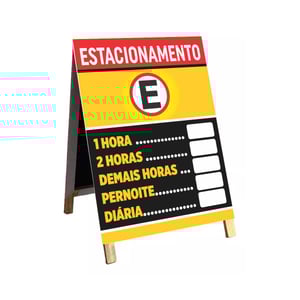 Cavalete estacionamento mod12 Madeira 90x60 Frente e Verso Lona Dupla Face 