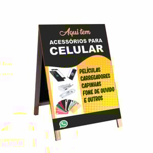 Cavalete acessórios para celular mod32 Madeira 90x60 Frente e Verso Lona Dupla Face 