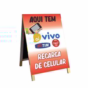 Cavalete aqui tem mod33 Madeira 90x60 Frente e Verso Lona Dupla Face 