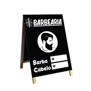Cavalete barbearia mod44 Madeira 90x60 Frente e Verso Lona Dupla Face 