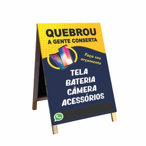 Cavalete quebrou a gente conserta  mod31 Madeira 90x60 Frente e Verso Lona Dupla Face 