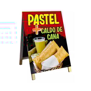 Cavalete pastel + caldo  de cana mod18 Madeira 90x60 Frente e Verso Lona Dupla Face 