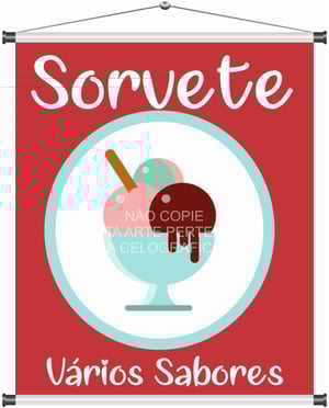 Banner sorvete mod52 Lona 440gr  4x0 Fosco Cordão e bastão 