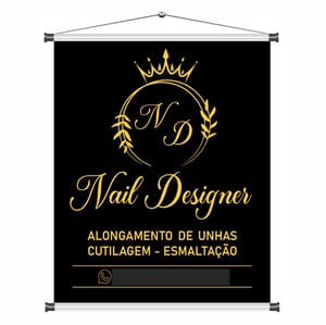 Banner Nail Designer mod433 Lona 440gr  4x0 Fosco Cordão e bastão 